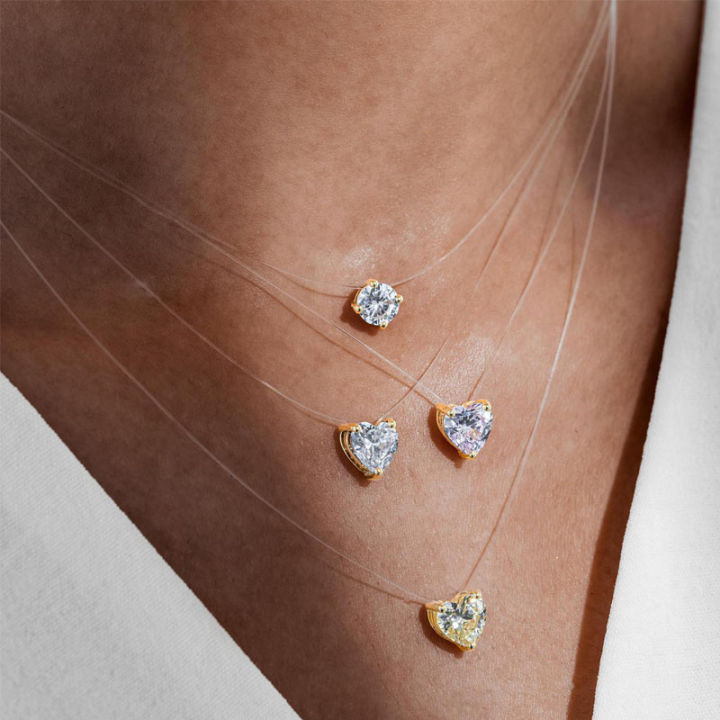 SOHOT%20Transparent%20Invisible%20Fish%20Line%20Zircon%20Heart%20Pendant%20Necklace%20for%20Women%20Fashion%20Jewelry%20Wearable%20for%20Gathering%20Date%20Party%20-%20Image%203