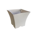 Plastic Flower Pot Weave Design Square Shape for Home Gardening - Width 24cm Height 21cm. 