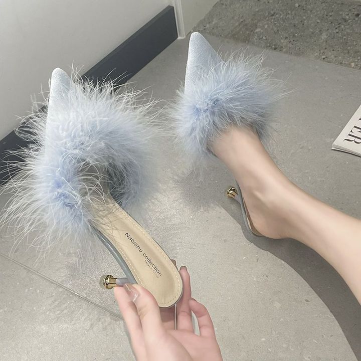 Fluffy%20Slippers%20Women33Summer%20Outerwear2023New%20Korean%20Style%20All-Match%20Pointed%20Toe%20Stiletto%20Heel%20Fashion%20Closed%20Toe%20Sandals%20-%20Image%205