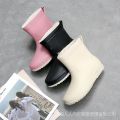 Rain Boots Women's Fashionable Outer Wear Fleece-Lined Waterproof Mid-Calf Rain Boots Non-Slip Wear-Resistant Cotton-Padded Detachable Silicon Shoes. 
