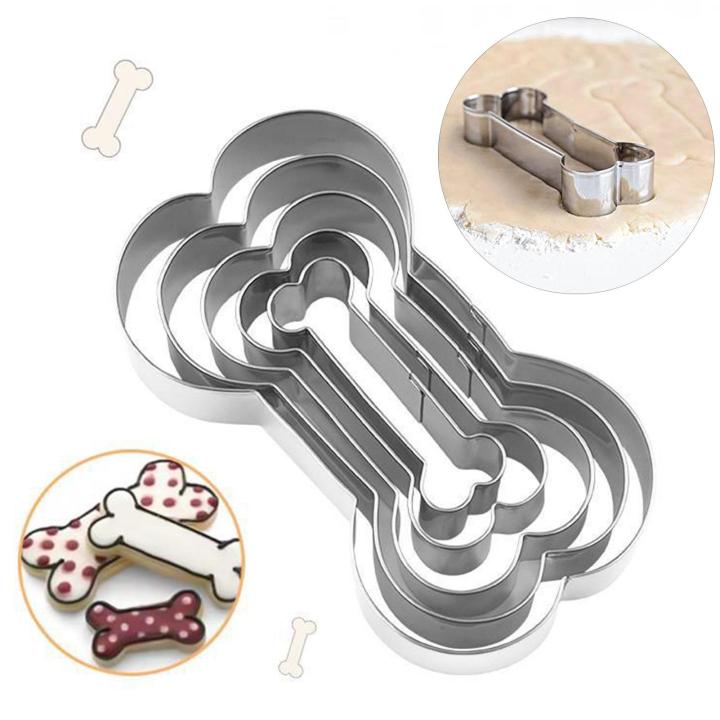 Kitchen Accessories 5pcs Dog Bone Cookie Cutter Set Stainless Steel Sandwich Cutters for Diy Baking Non-stick Reusable Molds