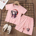 Demon Slayer Baby Pajama Suit Kamado Nezuko Girl Sleepwear Kamado Tanjirou Boy Pijamas Outfit Home Tops Pants Set Sleep Clothes. 