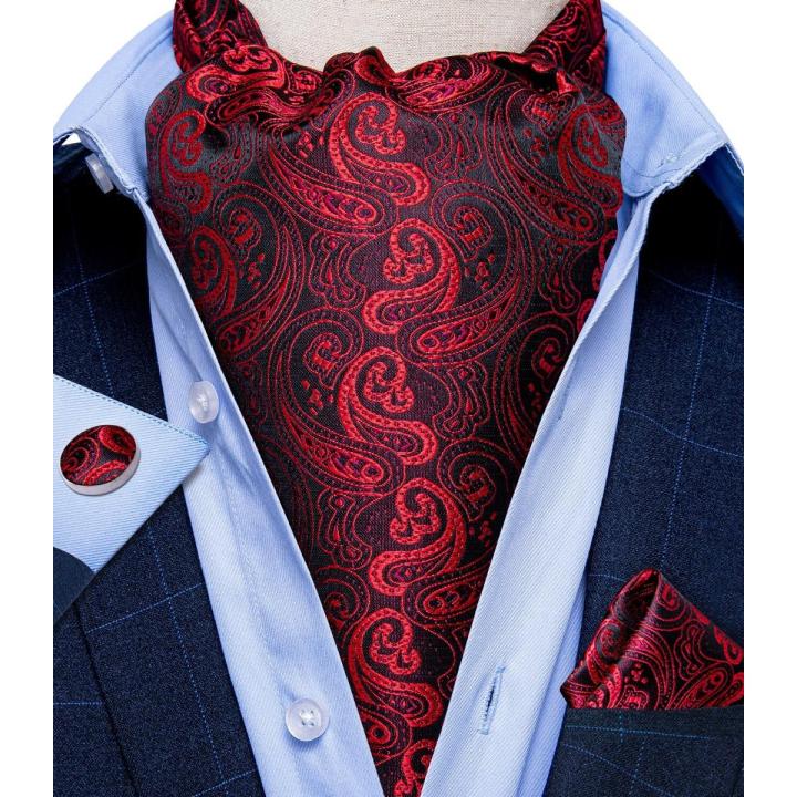 Men Vintage Blue Red Green Paisley Plaid Wedding Formal Cravat Ascot Scrunch Self British Style Gentleman Silk Necktie DiBanGu
