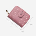 Embroidered Love Heart Wallet Fashion Ladies Multifunction ID Holder Card Holders Wallet ID Holder Zipper Snap Short Wallet. 