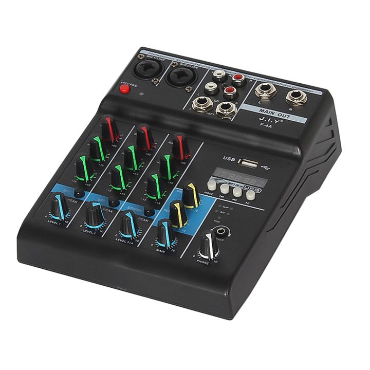 Music Mixer Plug In Professional 4-Channel Mixing Console Home Computer Stage Mini Mixer ...