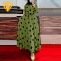 Women Dot Dress Vintage Polka Dot Maxi Dress with Belt Retro A-line Ankle Length Women's Dress Dot Print Dress. 