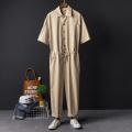 National Fashion Hip Hop Cropped Jumpsuit Men Summer Clothing Japanese-Style Retro Coveralls Couple Loose Leisure Suit. 