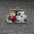 Canvas Coin Purse Retro Storage Buckle Closure Mini Wallet Vintage Rose Print unisex Pouch unisex Ladies. 