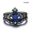 Charm Couple Ring Men's Stainless Steel Celtic Dragon Ring Blue Zircon Women's Ring Sets Valentine's Day Wedding Band Jewelry. 