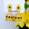 22 K Gold plated Black Stone Jimikki Earrings With White Pearl Fashion Earrings For Women. 