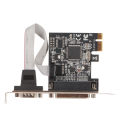 PCIe To RS232 Expansion Card 2.5Gbps 9pin Serial 25pin Parallel Port PCIe Com Port Adapter for Printer. 