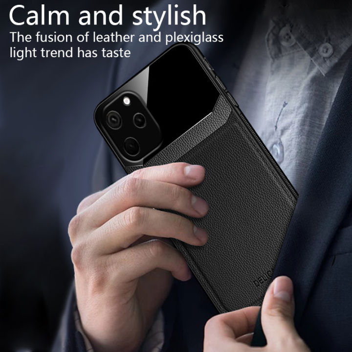 Biruiqu%20For%20Huawei%20Nova%20Y61%20Hybrid%20Soft%20TPU%20Leather%20Tempered%20Glass%20Shockproof%20Case%20Cover%20-%20Image%207