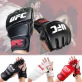 UFC MMA Thick Boxing Gloves Taekwondo Sports Leather Half Finger Glove Muay Thai Glove Sandbag Gloves Professional TKD Training Equipment. 