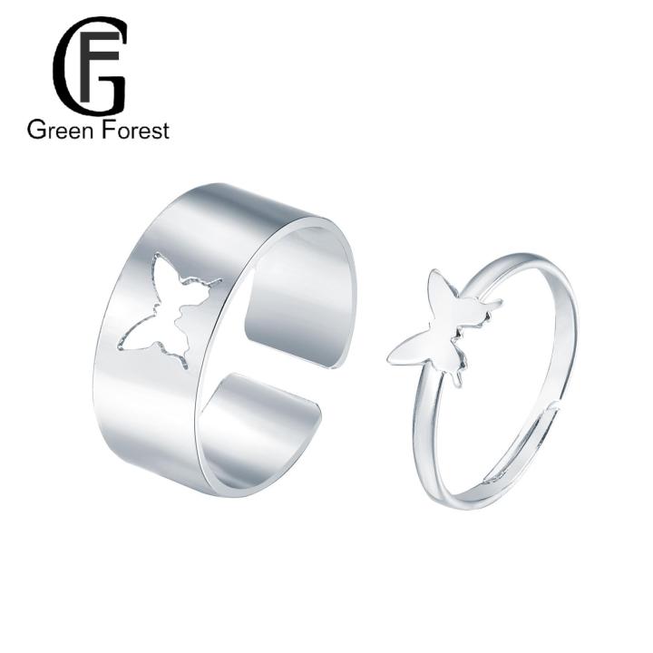 Green forest Couple Rings Adjustable Butterfly Opening Alloy Couple Rings