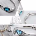 Fashion Lady Silver Plated Chain Bracelet Charm Cuff Peacock Blue Bangle Jewelry pulseiras simples бижутерия винтаж. 