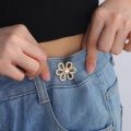 Fashion Alloy Flower Pants Button Tightener Waist Buckle Adjustable Flower Jean Fit Tighten Buckles Waist Clip Jean Buttons for Loose Jeans Jeans. 