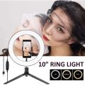 10 Inch Beauty Ring Light for Smartphones With Tripod 2CM Selfie LED Ring Light With Adjustable Phone Holder 360 Rotatable Ring LED Studio Camera. 