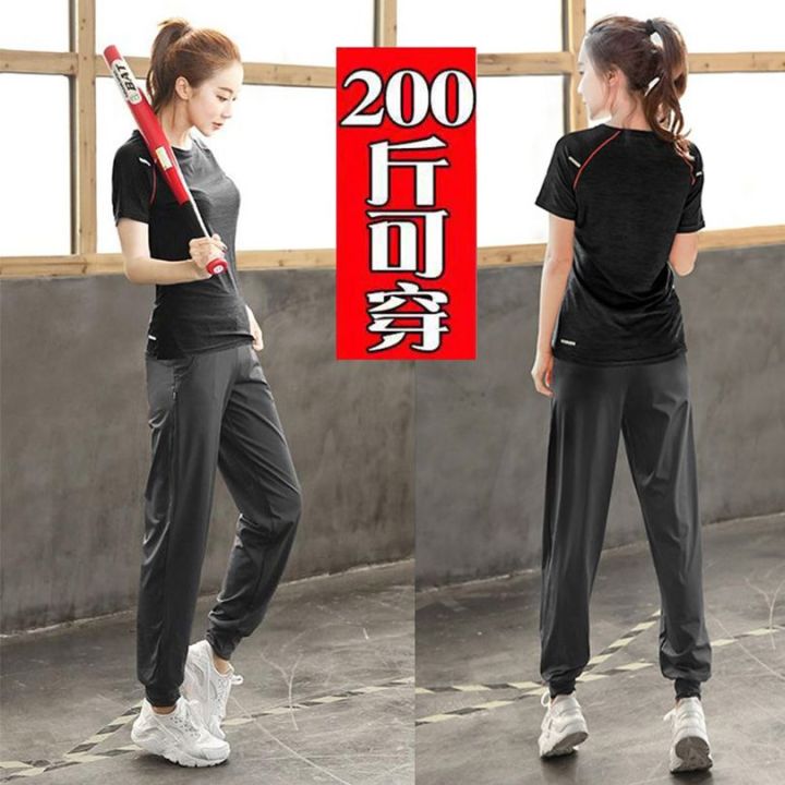 Plus%20Size%20Yoga%20Wear%20Women's%20Running%20Gym%20Summer%20Quick-Drying%20Clothes%20Fat%20mm200%20Jin%20Morning%20Run%20Loose%20Sports%20Suit%20-%20Image%202