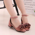Girls Sandals Children High Heel Princess Shoes Medium and Large Kids Shoes Girls Small Heel Flowers Dancing Shoes2023Summer New. 