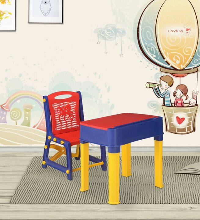 Kids Gift APPLE DESK & CHAIR,  JR Study Desk (Pepsi Blue/Bright Red/Yellow), Junior's Study Set Kids Desk and Chair Study Chair portable and Table, kids desk and chir sri lanka powerton.lk product.