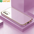 UCUC for Samsung Galaxy A02S M02S Back Cover + Free Lanyard Colour Luxury 6D Plating Case Side Pattern Soft Silicone Square Phone Cases. 