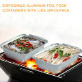 Disposable Aluminum Foil Pan Containers Takeout Pans with Lids for Baking Storing Heating Cooking Grilling Food 20PCS/Pack 2000ML. 