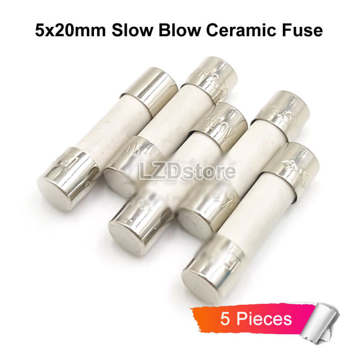 【FOOT SOFA】5pcs 5*20mm Slow Blow Ceramic Fuse 250V T1AH250V T1.25AH250V T1.6AH250V T2AH250V T2.5AH250V T3.15AH250V T4AH250V T5AH250V T6.3AH250V T8AH250V T10AH250V T12AH250V T15AH250V T20AH250V 5x20mm Time-Lag Fuses New Original
