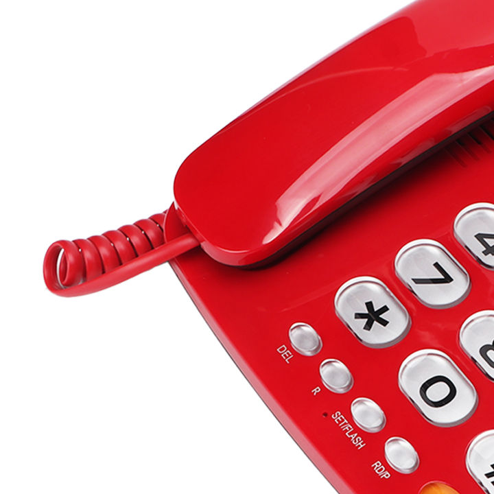 Big Button Corded Phone LCD Brightness Adjustment Red Corded Landline Phone Sturdy HD Hands Free Calling for Senior for Office