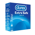 Durex Condoms Extra Safe 3'S, Extra Lubricated Slightly Thicker Easy-On Shape For Greater Comfort. 