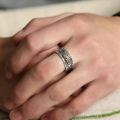 Chinese Cool Retro Style Ring Metal Ring Feng Shui Pixiu Mantra Ring Fengshui Amulet Wealth Lucky Jewelry Accessories For Men. 
