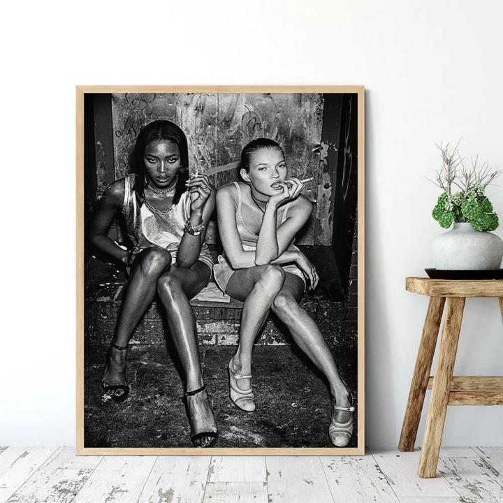 Top%20Model%20Naomi%20Campbell%20Kate%20Moss%20Smoking%20Poster%20Prints%20Wall%20Art%20Fashion%20Girls%20Iconic%20Celebrity%20Canvas%20Painting%20for%20Home%20Decor%20-%20Image%204