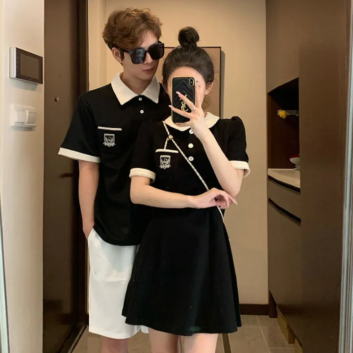 You%20Wear%20My%20Dress%20Summer%20Couple%20Wear%20One%20Dress%20One%20Dress%20ins%20Pure%20Desire%20Style%20French%20Style%20polo%20Collar%20T%20Shirt%20Puff%20Sleeve%20Dress%20-%20Image%203