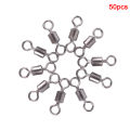 50PCS Fishing Barrel Bearing Rolling Swivel Solid Ring Lures Connector 11 Size Conbo. 