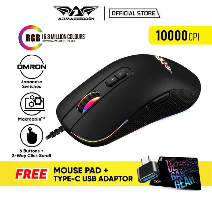 Armaggeddon Falcon 3 RGB Gaming Mouse | 10000 CPI | 6 Macroable Button | 2 Year Warranty