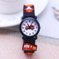 2023 s 3D Cartoon Firemen Fire Truck Pattern Soft Strap Watches For Children Boys Girls Little Baby Learn Time. 