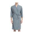 Yfashion Women Men Waffle Robe Trendy 3/4 Sleeves Knee Length Bathrobe With Belt Soft Lightweight Loungewear. 