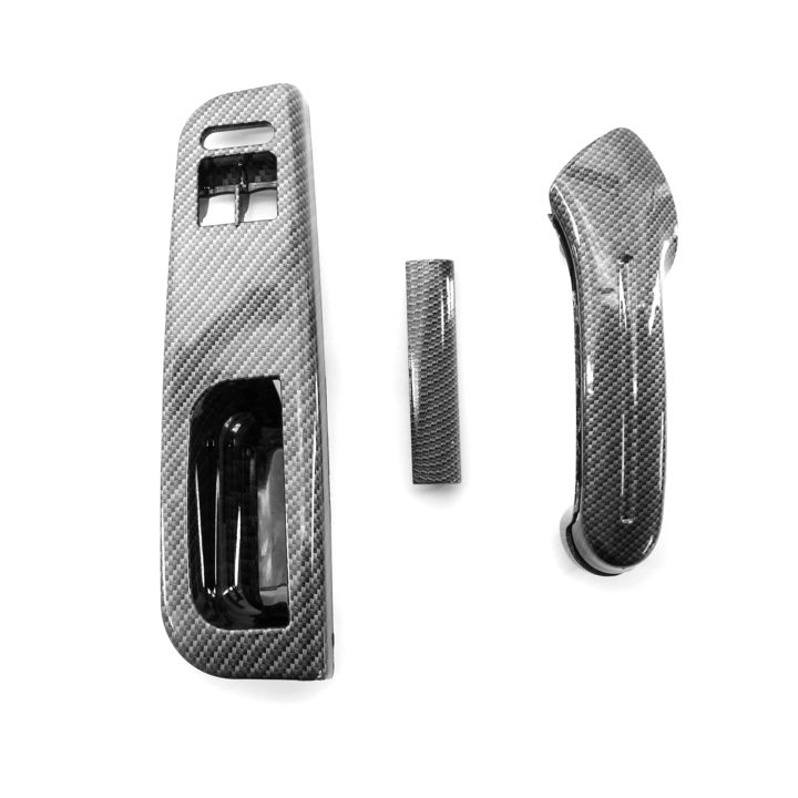 3PCS Interior Door Grab Handle Switch Bezel Set Carbon Fiber ...