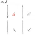 Monja 4 Styles Silver Double-end Stainless Steel Nail Art Cuticle Pusher Dead Skin Pusher Remover Manicure Pedicure Care Tools. 