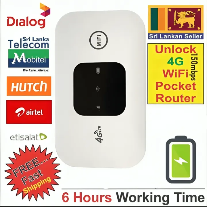 4G Pocket WiFi Router Portable Mobile Hotspot 150Mbps Wireless Modem 2100mAh Broadband with SIM Card Slot Wide Coverage