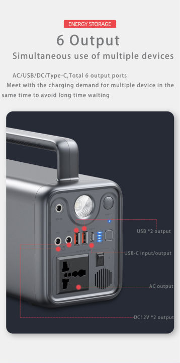 Yoobao%20EN300WLPD%20-%20300W%2072000mAh%20Portable%20Multi%20Function%20Power%20Station%20AC220V%20Pure%20Sine%20Wave%20Output%20PD%20Quick%20charge%20LED%20flashlight%20Camping%20Emergency%20Backup%20-%20Image%203