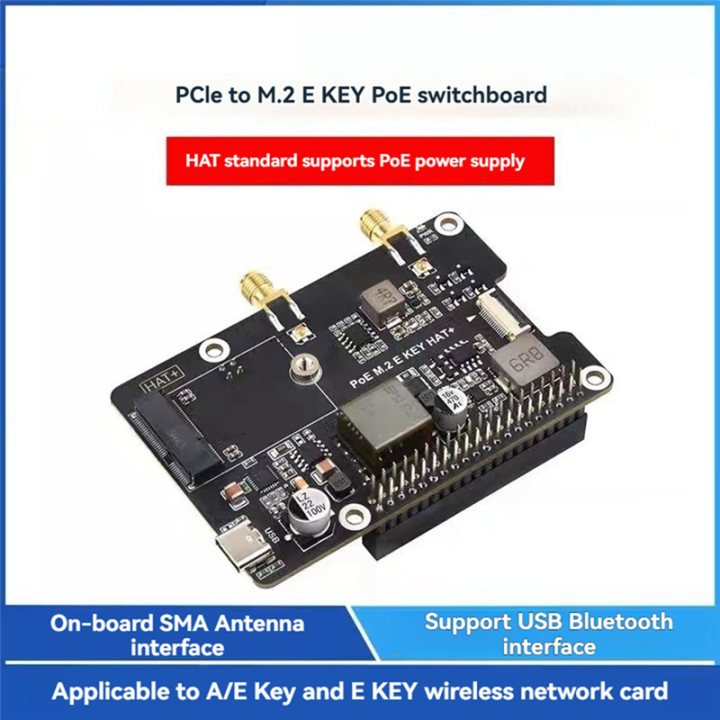For%205%20PCIe%20to%20M.2%20E%20KEY%20with%20PoE%20HAT+%20Supports%20NGFF%20Wireless%20Network%20Card/Bluetooth%20for%20RPI%205%20-%20Image%208