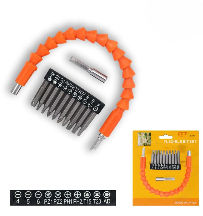 12 piece flexible shaft bit set Universal Drill Bit Extension Set ...
