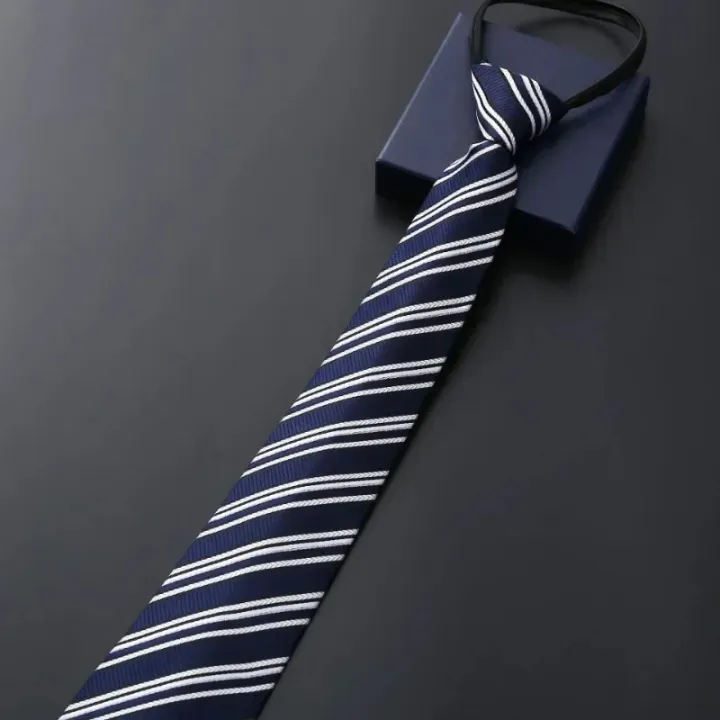 Men's%20Business%20Dress%20Zipper%20Neck%20Tie%20Elegant%20Gentleman%20Shirt%20Tie%20Groom%20Wedding%20Blue%20Stripe%20Black%20Lazy%20Ties%20Clothing%20Accessories%20-%20Image%203
