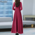 ZANZEA Women Long Sleeve Party Evening Prom Dress A-Line Plain Tunic Maxi Dresses. 