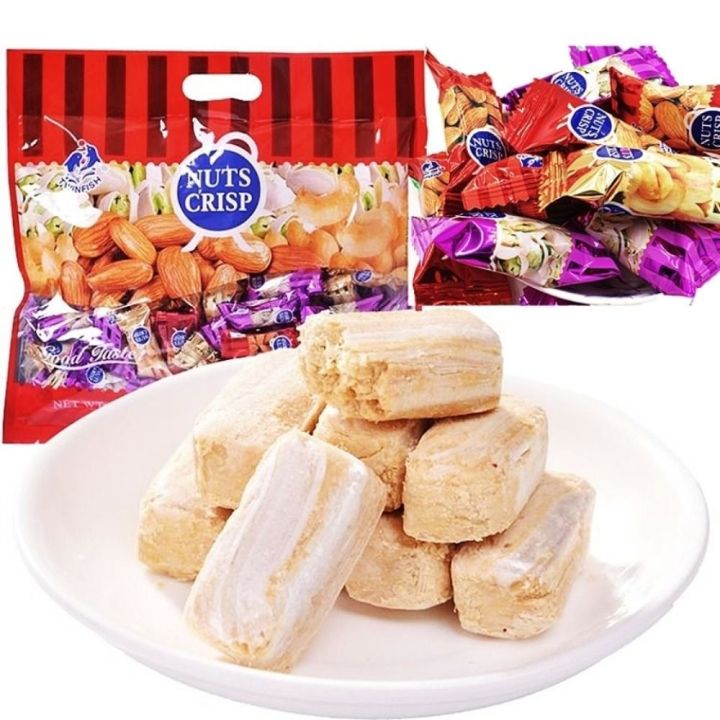 Nut Crisp Candies Party Sweet Candies Tasty Soan papadi Pack A Mix of Various Flavoured Candies  - Almond, Cashew, Pistachio, And Peanut Nut Crisp Candies 63 Pcs 500g