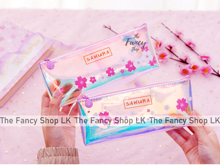 Pencil%20Case%20Pouch%20Korean%20Cute%20Kawaii%20School%20Stationery%20Mettalic%20Shiny%20Lazer%20Sakura%20Flower%20Design%20-%20Image%202