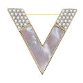 Fashion V Shaped Brooches For Women Metal Anti-glare Lapel Pin Fixed Clothes Pin GHAN. 