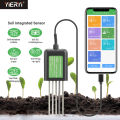 Yieryi Smart Soil Sensor 5-in-1 NPK EC Moisture Temp pH Meter with APP Data Logger USB Rechargeable Soil Tester for Garden Farm. 