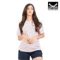 Moose Comfort Fit Crew Neck T-Shirt -  Pink Stripe. 