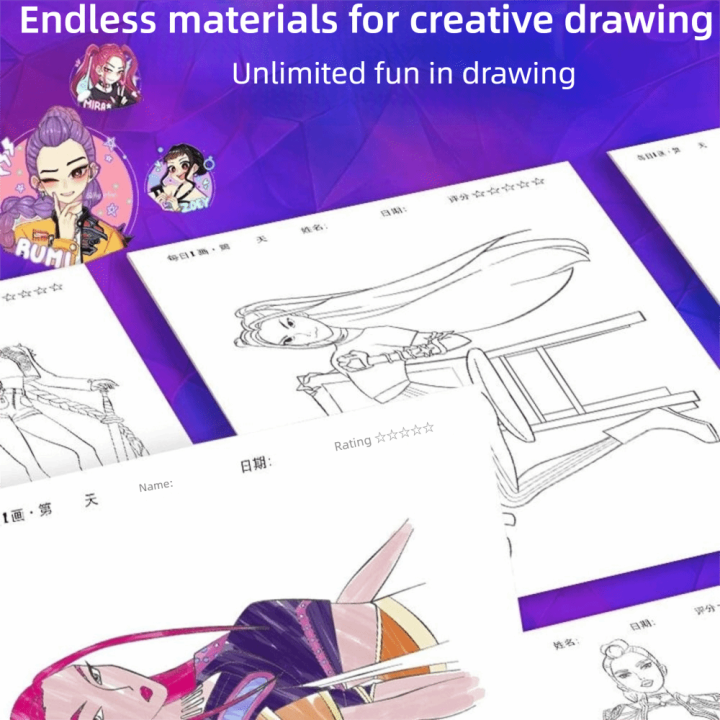 Children's%20Holiday%20Gifts%20Rumi%20Zoey%20Mira%20Kpop%20Demon%20Hunters%20Coloring%20Book%20Multi%20Scene%20Watercolor%20Tracing%20Painting%20Book%20Cute%20Cartoon%20Diy%20Coloring%20Book%20-%20Image%204
